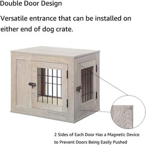 Table d'appoint pour chien de style meuble, niche en bois avec double porte, idéale pour une utilisation intérieure dans les maisons pour chiens de taille moyenne - Product Image 2