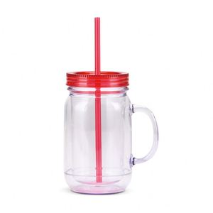 Bouteille d'eau portable en plastique écologique de 20 oz, minimaliste, résistante à la chaleur, avec paille et poignée, type mug/gobelet, pour le bureau - Product Image 1