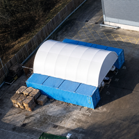 Tente conteneur en PVC résistant aux UV 8x6m, abri en acier galvanisé avec mur arrière et demi-mur avant pour entrepôt agricole