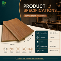 Panneau MDF mélaminé Jinbase 18 mm, grain vertical fin brun cuivré, E0, 1220x2440 mm, panneau de fibres à densité moyenne stratifié mélamine