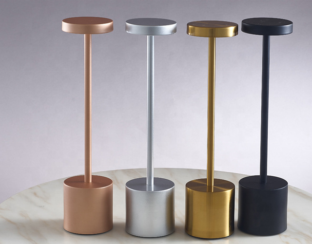 Portable Cordless Rechargeable Aluminum Table Light Battery Operated Touch 3 Stepless Dimmer Bar Night Wireless Table Lamp