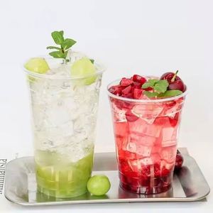 Gobelets jetables transparents en PET de 10 oz avec couvercle, personnalisables, à fond plat de 90 mm, pour crème glacée, bubble tea, eau minérale et boissons froides – Vente en gros - Product Image 3