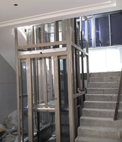 Yer Tasarruflu Vidalı Sistemli Ev Asansörü, Yuvarlak Panoramik Cam Duvarlı, 1-5 Kişilik Küçük Özel Evler İçin Mini Villa Asansörü