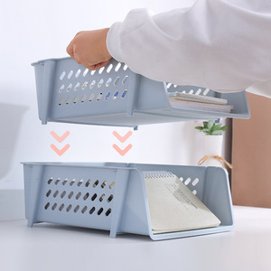 Desktop Multi Layer Plastic <b>File</b> Holder A4 <b>Organizer</b> Storage Box Office Document Tray White Gray Green - Product Image 3