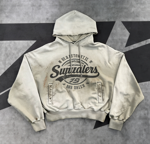 Sweat à capuche oversize vintage pour homme, en coton French Terry délavé, style streetwear, avec épaules tombantes et effet usé - Product Image 1