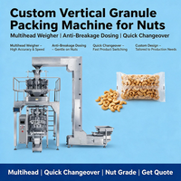 Machine d'emballage verticale personnalisée pour granulés avec peseuse multi-têtes, dosage anti-rupture et changement rapide pour les noix