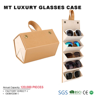 Étui à lunettes rectangulaire tendance en cuir PU à 5 emplacements, boîte de rangement multi-lunettes, présentoir pour lunettes de soleil