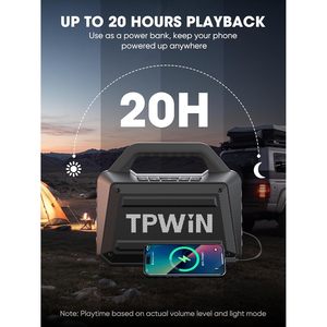 TPWIN Portable pour Haut-Parleur Bluetooth 80W Peak Loud Sound 20H Playtime Deep Bass IPX6 Waterproof LED Light Show TWS pour les fêtes - Product Image 6