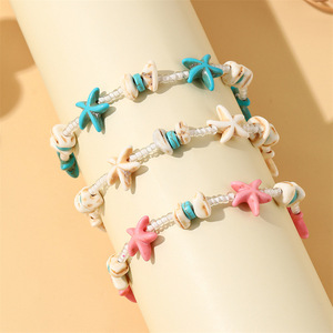 YW Summer Bohemian Style Starfish Shell Conch Rice <strong>Bead</strong> <strong>Bracelet</strong> Fashion <strong>Bracelets</strong> for Women - Product Image 2