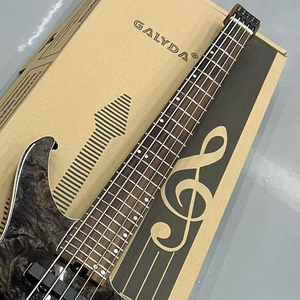 Guitare <span class=keywords><strong>basse</strong></span> sans tête à <span class=keywords><strong>5</strong></span> <span class=keywords><strong>cordes</strong></span>, table en érable burl, finition brillante, micros actifs, pont individuel, <span class=keywords><strong>basse</strong></span> personnalisée, vente en gros - Product Image 2