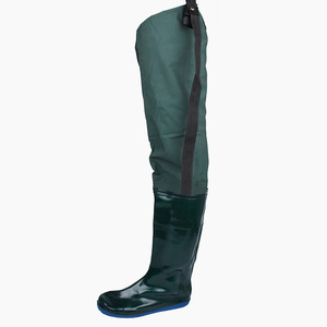 Bottes de pêche et d'agriculture extra longues vertes, montantes au-dessus du genou, style à enfiler, pour le travail et la pluie - Product Image 2