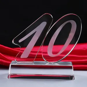 Number 10 Shaped Crystal Glass Trophy MH-J0858