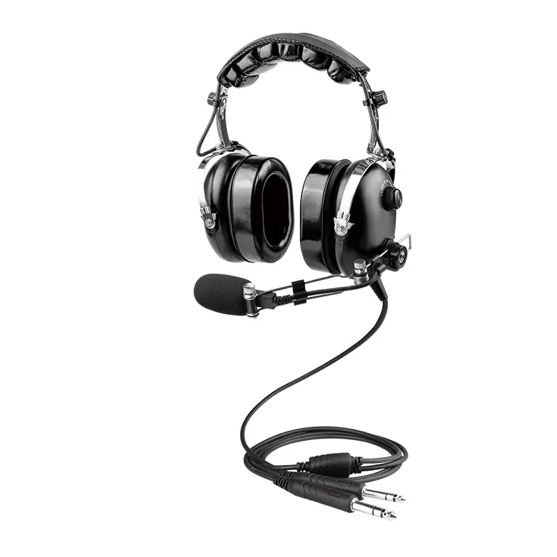 Headphone penerbangan, dengan logam yang dapat disesuaikan, Headset Pilot peredam kebisingan pasif