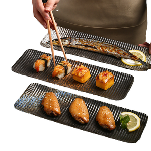 Venta directa de fábrica, platos de Sushi de estilo japonés Rectangular de cerámica, plato de cena de gres de porcelana para servir alimentos - Product Image 1