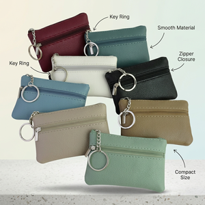 WRIZA Porte-monnaie en cuir PU avec fermeture éclair, porte-clés, mini pochette, sac à main unisexe, portable, usage quotidien, style court, normcore, minimaliste, femme - Product Image 4