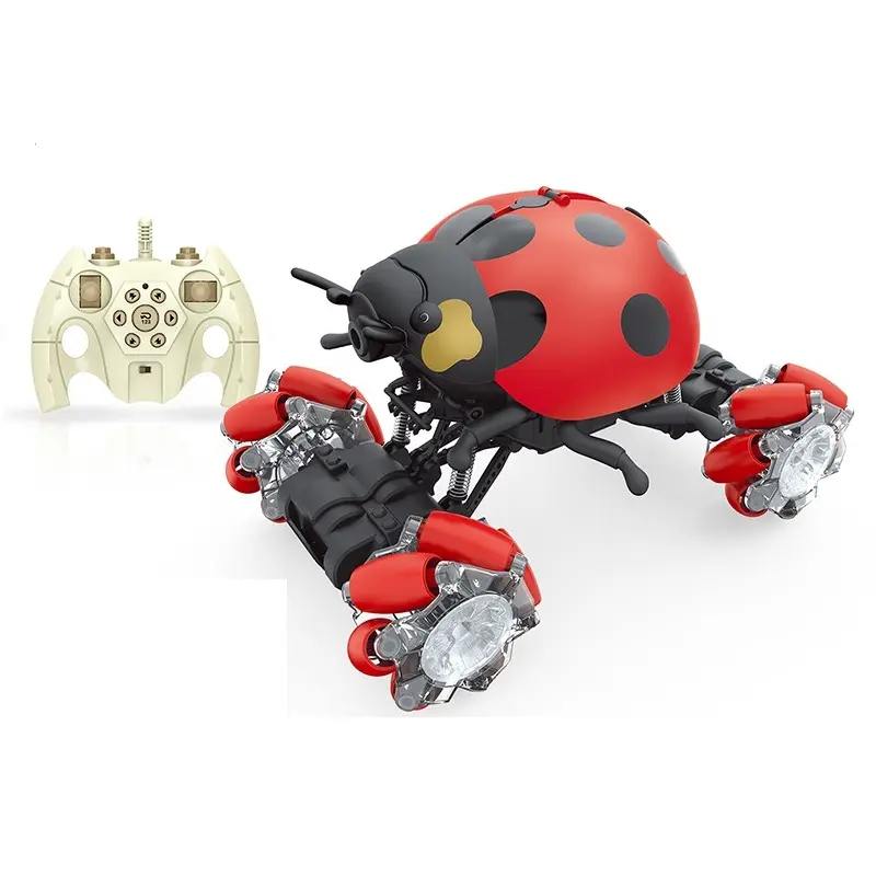 1:18 2.4G Bentuk Hewan Ladybird Rc Peluru Menembak Mobil Mainan Remote Plastik Multifungsi