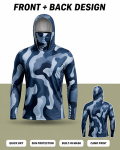 Men's <b>Long</b> <b>Sleeve</b> Camouflage Hooded Fishing <b>Shirt</b> UPF 50 Quick Dry Pullover Top - Product Image 5
