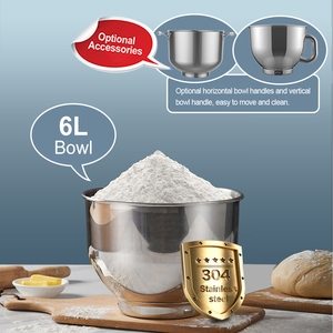 Robot culinaire planétaire en <span class=keywords><strong>aluminium</strong></span> moulé sous pression 6L à tête inclinable, 800W, super silencieux, écran LCD, 8 vitesses, prix usine - Product Image 5