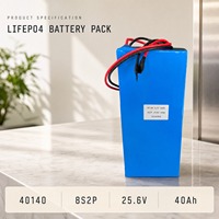 Baterai LiFePO4 24V 40Ah 25.6V 1024Wh Paket Baterai Lithium Isi Ulang untuk Inverter Surya Penyimpanan Energi Off Grid