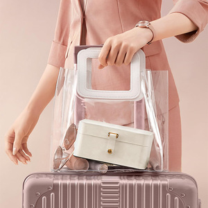 Penocon nút loại lật da hộp đồ trang sức hiện đại Thiết kế thời trang nhiều lớp vòng chủ Vòng cổ bông tai lưu trữ trường hợp - Product Image 4