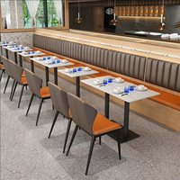 Meubles de restaurant commerciaux sur mesure, chaise de salle à manger avec pieds en métal, table avec plateau en pierre frittée, combo pour café, bistrot, restauration rapide occidentale