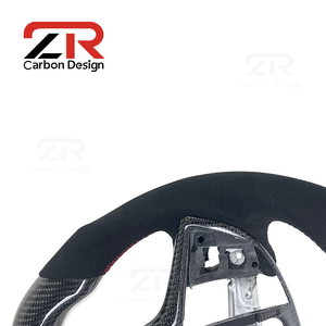 Volante Deportivo de Fibra de Carbono y Gamuza para <span class=keywords><strong>Cadillac</strong></span> ATS-<span class=keywords><strong>V</strong></span> CTS-<span class=keywords><strong>V</strong></span> ATS ATSL, Diseño Deportivo con Base Plana - Product Image 5