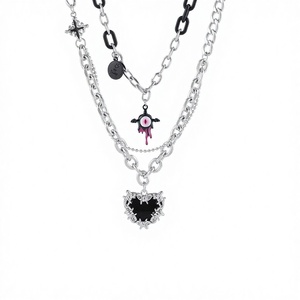 Collar con Colgante de Corazón de Diamantes Estilo Y2K, Moderno, Dulce, Genial y Oscuro para Hombres y Mujeres, Joyería de Acero Inoxidable, Personalizado de Fábrica, Venta al por Mayor - Product Image 2