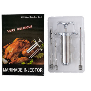 Inyector de sabor de barril de pavo, jeringa de acero inoxidable con tres agujas, 2 oz, gran capacidad, actualizado, novedad de <span class=keywords><strong>2022</strong></span> - Product Image 5