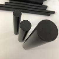 Fabricant de PTFE, barre/tige ronde en PTFE renforcé rempli de carbone graphite, antiadhésif, taille personnalisée, noir, solide