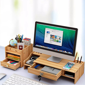 <b>Computer</b> Monitor Stand Desktop Riser With Keyboard Drawer Storage Organizer For Office <b>Desk</b> Organization Rectangle Shape - Product Image 4