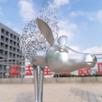 Personnalisé Moderne Extérieur Taille Réelle Jardin Rcofriendly Abstrait Animal En Acier Inoxydable Métal Artisanat Fil Cerf Sculpture Avec Lumière