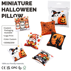 Coussin en tissu <span class=keywords><strong>citrouille</strong></span> d'Halloween personnalisable pour maison de poupée miniature, échelle 1:12, coussin fantôme, achat en gros, <span class=keywords><strong>prix</strong></span> d'usine, OEM - Product Image 1