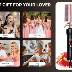 High Temperature Electric Hot Copper Hair Curling <b>Comb</b> Hair Straightening Brush <b>Comb</b> <b>Heat</b> Pressing Hot <b>Comb</b> - Product Image 6