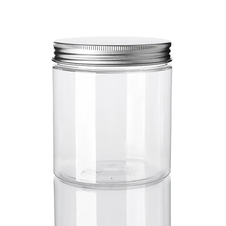 Atacado redondo vidro transparente jarra de vela com tampa