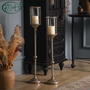 Vintage Style Floor Candle Holder Cylindrical Heat Resistant Wedding Decoration Outdoor Windproof Candlestick - Product Image 2