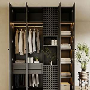 Armoire de chambre à coucher en bois massif de style français BALOM, avec une grande capacité de rangement - Product Image 4