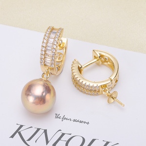 Accessoires en argent S925 pour la création de bijoux, magnifiques boucles d'oreilles en argent avec perles rondes de 9 à 13 mm, support vide pour boucles d'oreilles en cristal 20696 - Product Image 1