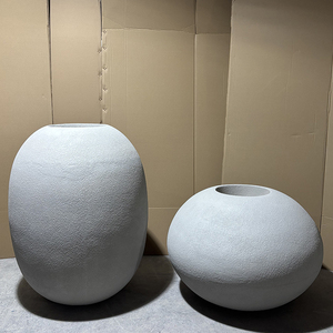 Pot de fleurs moderne et simple, grand format, pour extérieur/intérieur, en fibre de verre, écologique, pour utilisation dans les centres commerciaux, les hôtels, sur le sol - Product Image 3