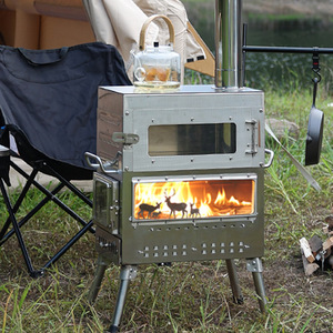 Poêle à bois d'extérieur Yancan, grand four chauffant pliable, poêle de camping pour tente, en acier inoxydable, portable, double usage - Product Image 1