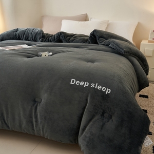 Thả vận chuyển flannel lông cừu bộ đồ giường Comforter tối màu xám dày ấm Mền nhung chắp vá dày Duvet Cashmere Duvet - Product Image 4