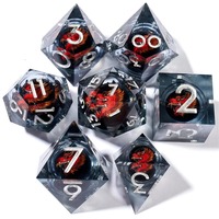 Ensemble de dés D&D en résine sculptée avec logo personnalisé, 7 pièces, Dragons & Dungeons, écologique, taille standard, jeu de table, cadeau