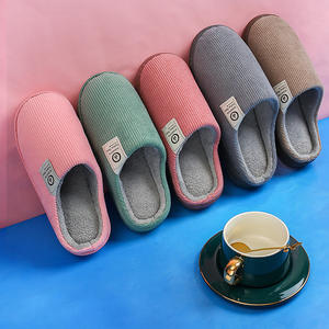 Pantoufles d'intérieur en coton pour chambre à coucher, épaisses et chaudes pour l'hiver, pantoufles rayées pour couple, automne et hiver, pour hommes et femmes - Product Image 2