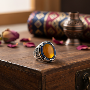 Ottoman Design Oval Cut Agate Gemstone Turkish Handcraft Wholesale Authentic 925 Silver <b>Men</b> <b>Ring</b> - Product Image 3