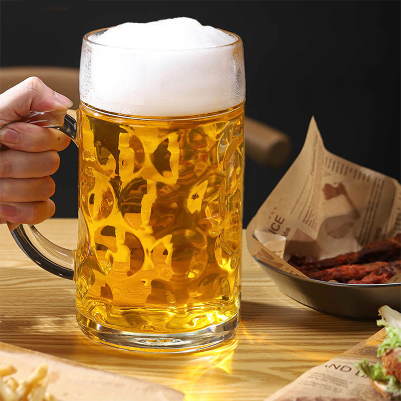 Large 32 Ounce Glass Beer Stein Mug - Classic German Beer Mug for Parties -  Eco-Friendly & Customizable Drinkware