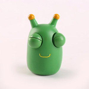 Stress Fidget Toys Green Vegetable Bug Eye 5D Eye caterpillar Popping Worm Squeeze Toys Funny Grass Worm Pinch Toy - Product Image 1