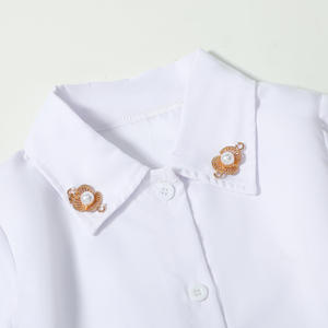 2025春季学步儿童衣服翻领单排扣纯色长衬衫裙时尚PU皮带2pcs女童连衣裙 - Product Image 4