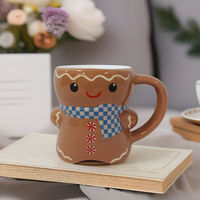 Mug en céramique de luxe en poterie 3D, motif Bonhomme en pain d'épices de dessin animé mignon, écologique, compatible lave-vaisselle et micro-ondes, personnalisable, pour café