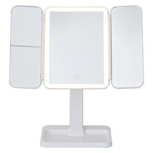 <span class=keywords><strong>Miroir</strong></span> cosmétique LED <span class=keywords><strong>triple</strong></span> pliage avec grossissement rotatif unilatéral 10x, <span class=keywords><strong>miroir</strong></span> de table de bureau avec lumière de remplissage, <span class=keywords><strong>miroir</strong></span> de vanité - Product Image 1