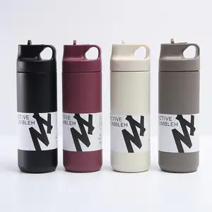 Japanese Style Kinto Travel Coffee Tumbler Metal Water Bottle with Suction Nozzle and Straw Vacuum Flask Thermos for Adults