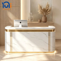 Comptoir de réception moderne crème, best-seller, personnalisé, pour salon de beauté, petite table de réception, comptoir de réception circulaire pour salon de manucure